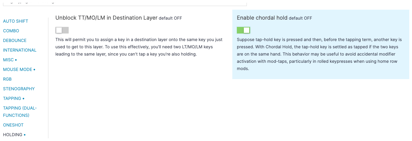 Chordal Hold setting in Oryx