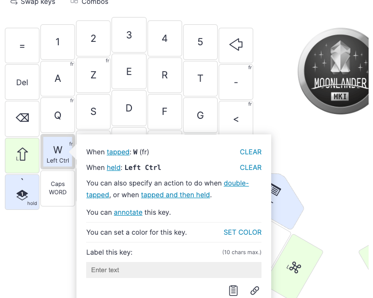 A French layout in Oryx with several French keys