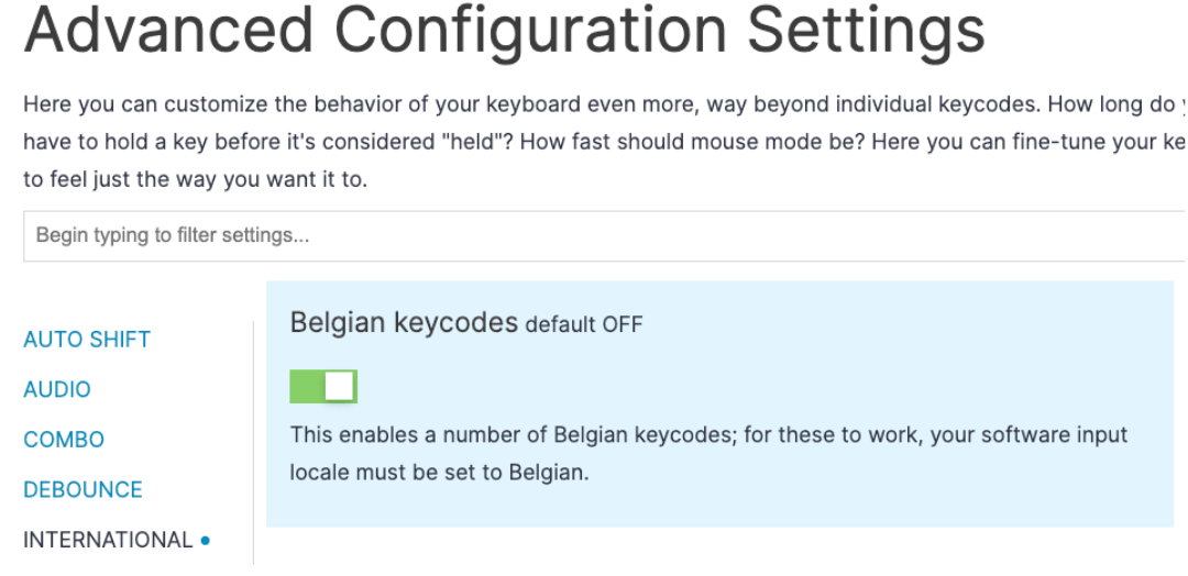 Belgian keycodes toggled on