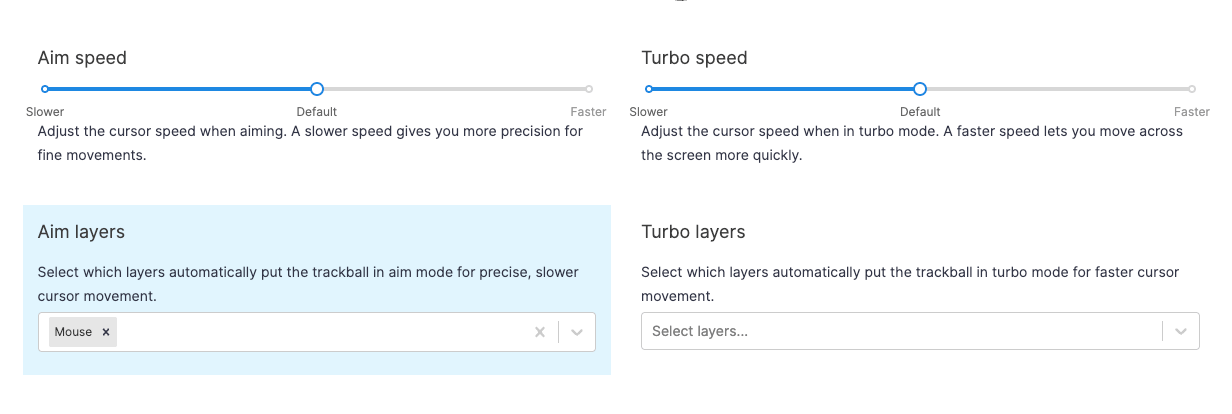 Aim and Turbo setings