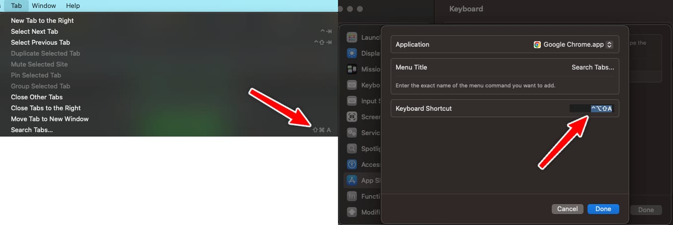 Changing a Google Chrome shortcut