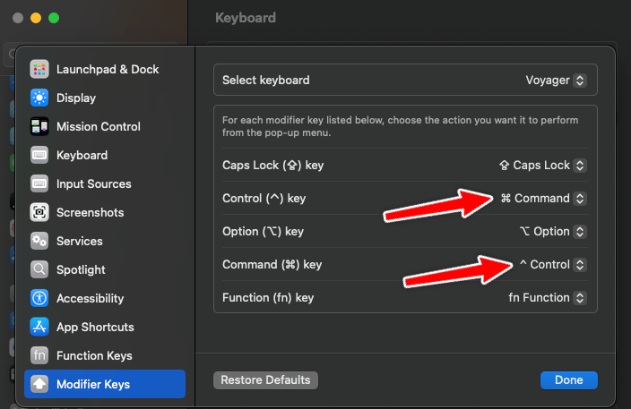 Swapping Cmd and Ctrl in macOS