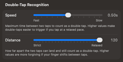 Double-tap settings