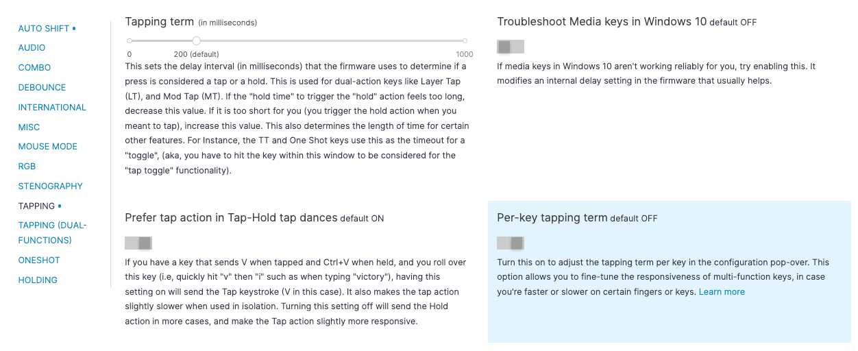 Enabling Per-Key Tapping Term