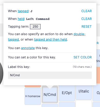 Adjusting the per-key tapping term