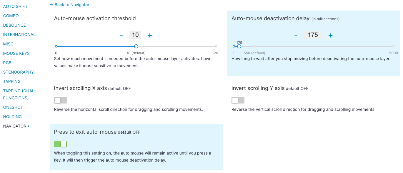 Press to exit auto-mouse
