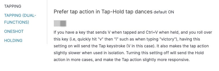 New tapping setting in Oryx