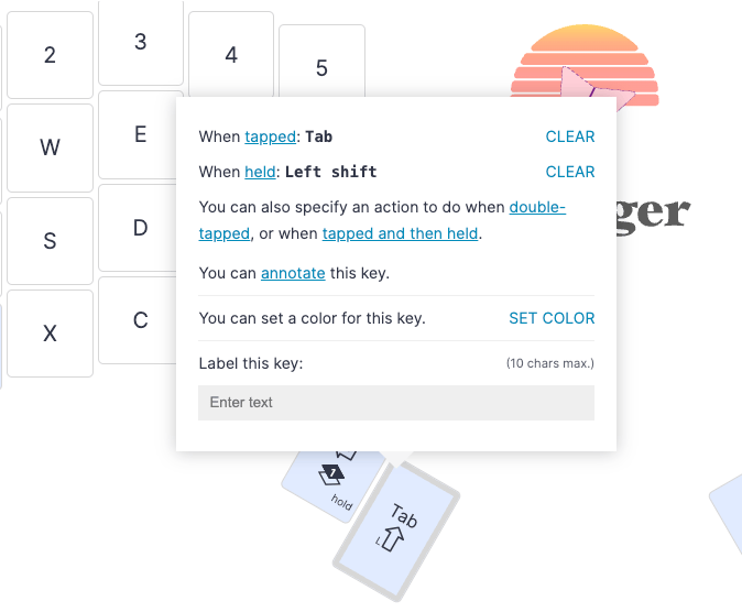 Key with tab on tap and shift on hold