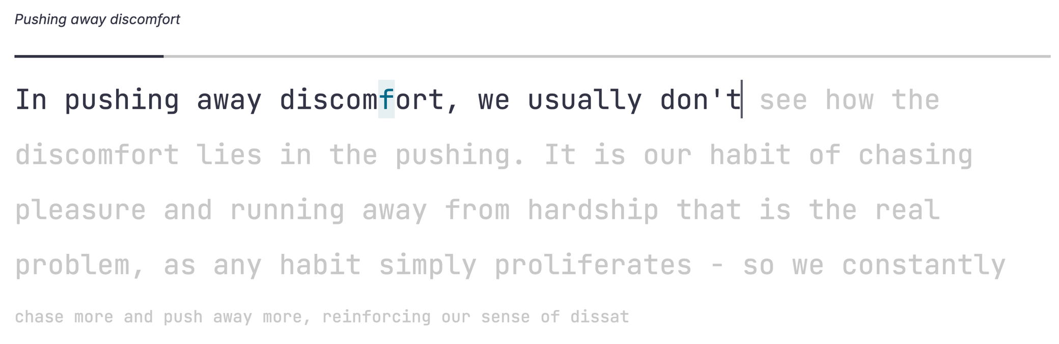 Pushing away discomfort