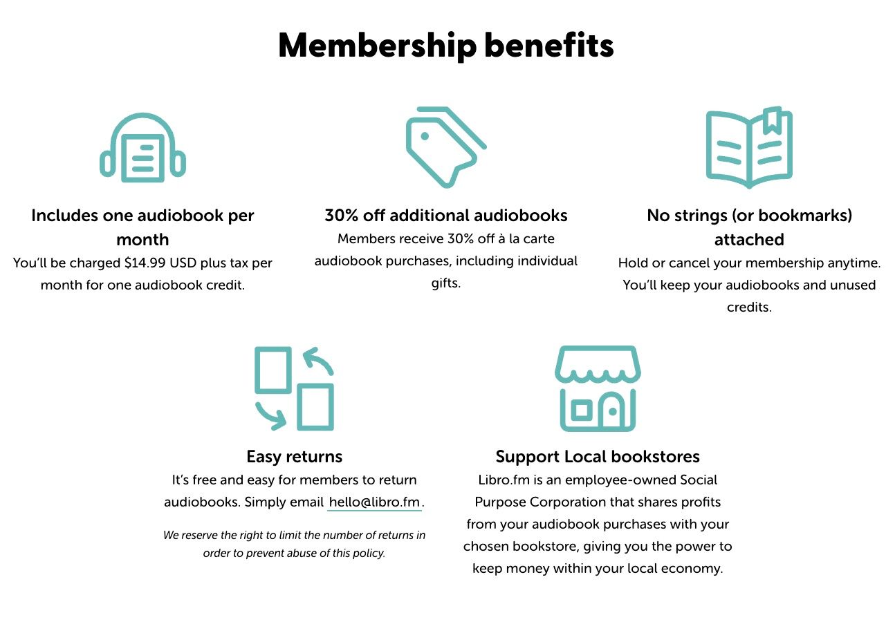 Libro.fm membership benefits