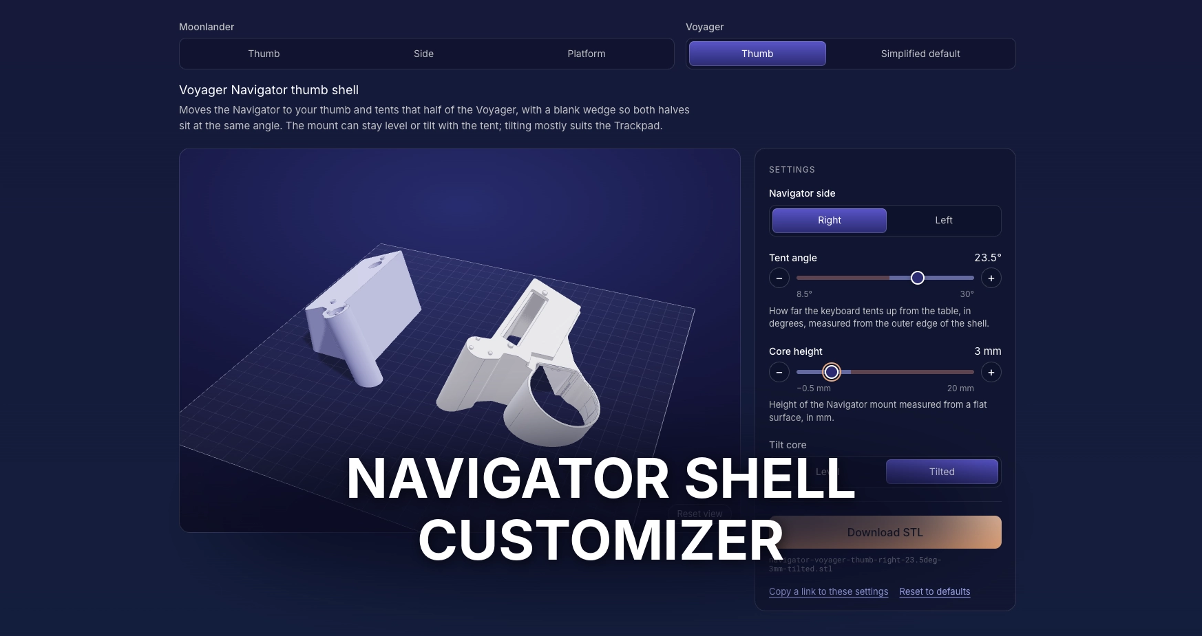 Customizable 3D Printable Navigator Shells