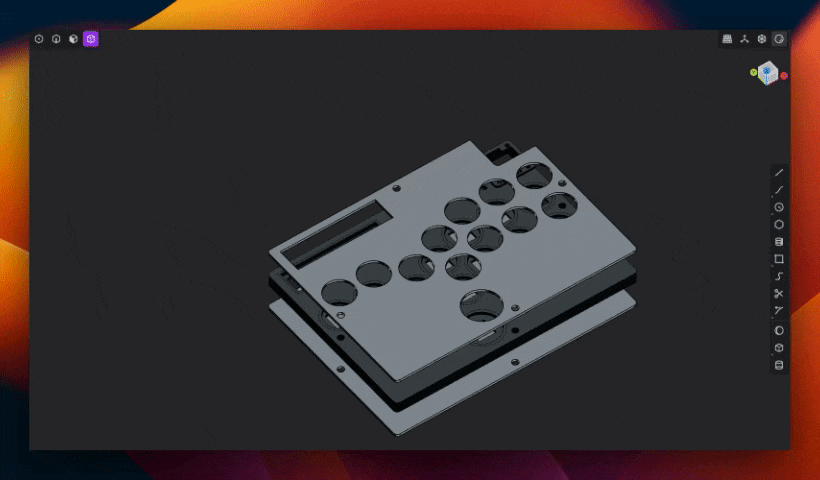 An arcade-style controller modeled in Plasticity
